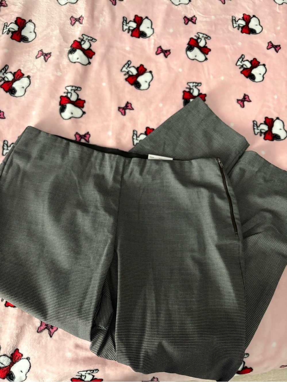 Nine West Black and White Micro-Check Side-Zip Shorts